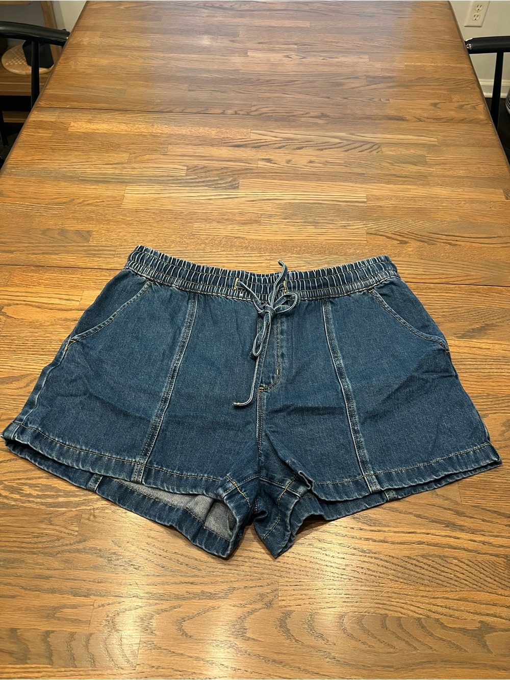 LOFT Dark Blue pull-on Denim Drawstring Shorts